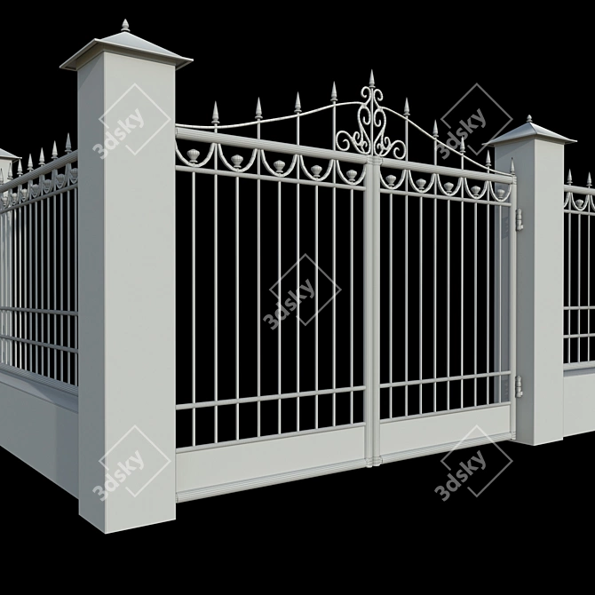 Metal Fence and Gate Panels 3D model image 5