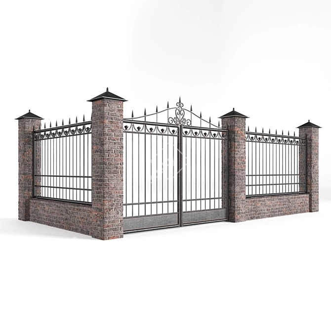 Metal Fence and Gate Panels 3D model image 6