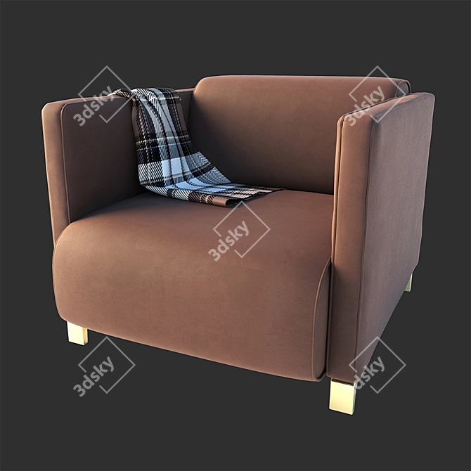 Cozy Armchair with Throw Blanket 3D model image 1