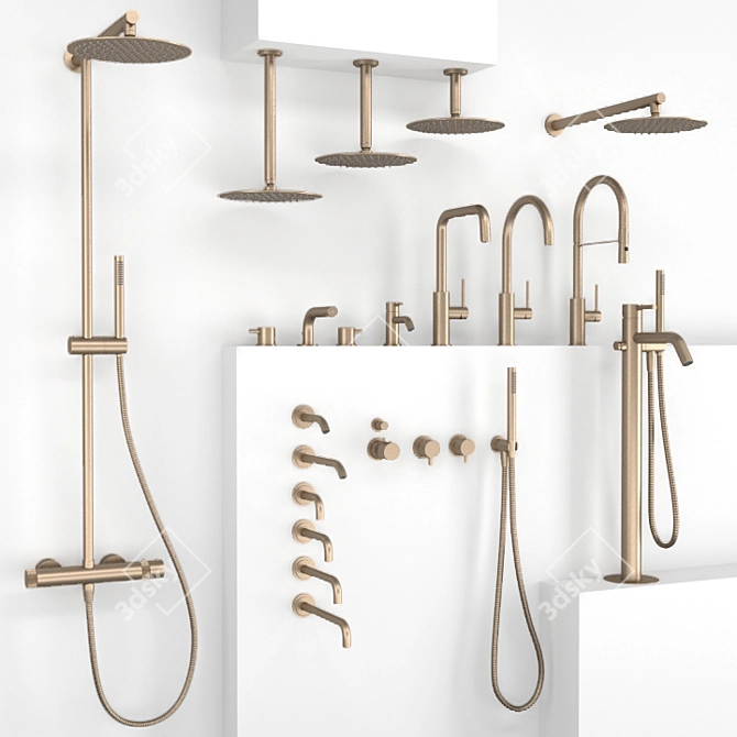 Elegant Cocoon Faucet & Shower 3D model image 3