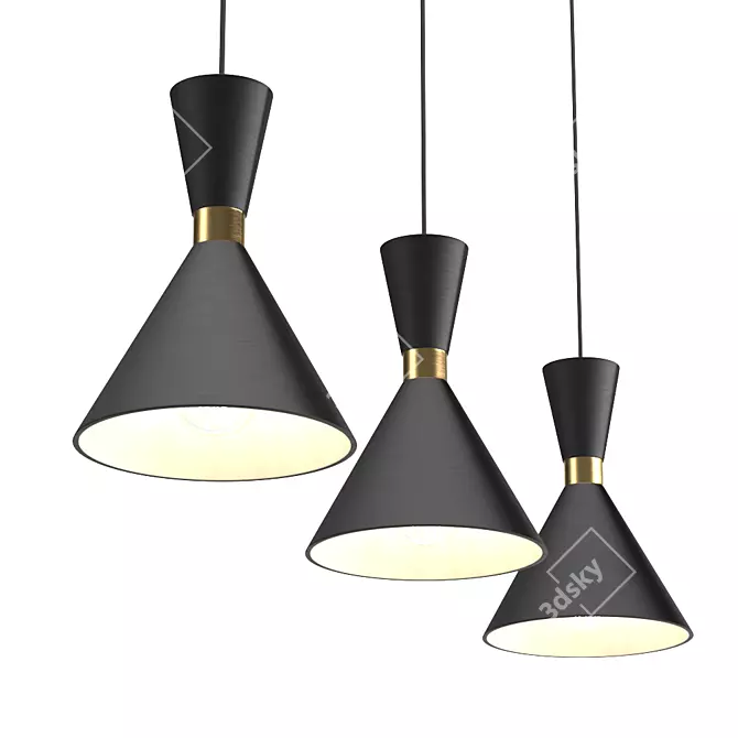 Modern Black Brass Pendant Light 3D model image 2