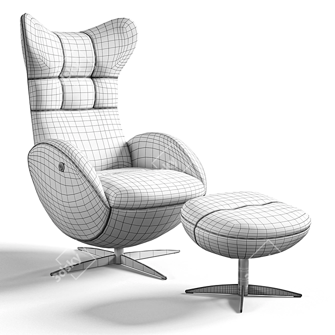 Cosmic Comfort Chair & Ottoman 3D model image 4