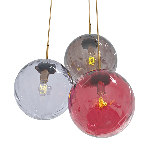 LIBERTA 3: Metal & Colored Glass Pendant 3D model image 3