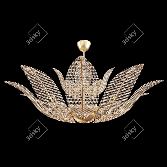 Elegant Felce Profili Chandelier: Luxurious Brass with Swarovski Crystals 3D model image 2