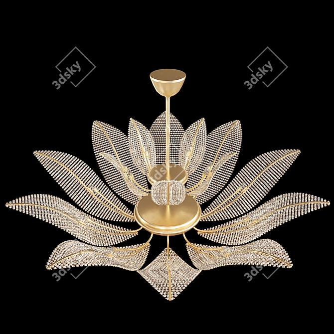 Elegant Felce Profili Chandelier: Luxurious Brass with Swarovski Crystals 3D model image 3