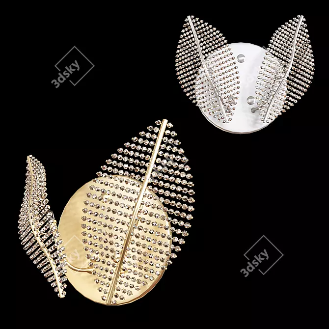 Felce Profili Wall Light: Elegant Brass & Swarovski Crystal Design 3D model image 2