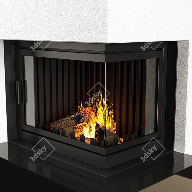 Elegant Fire Hearth: 2000 x 800mm 3D model image 3