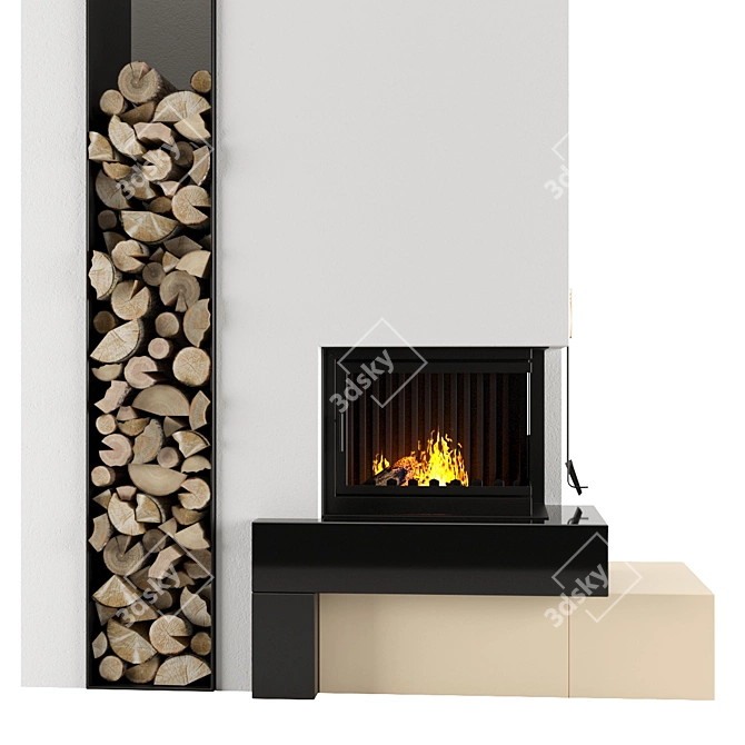 Elegant Fire Hearth: 2000 x 800mm 3D model image 4