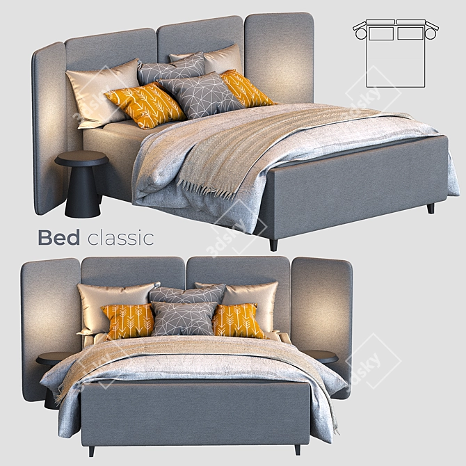 Elegant Slumber: Modern Bed 3D model image 1