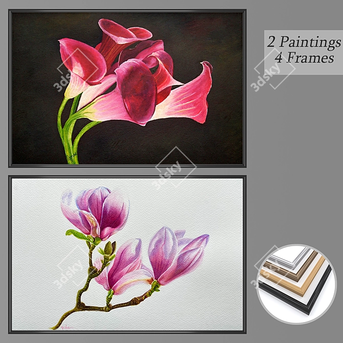 Elegant Wall Art Set 3D model image 1