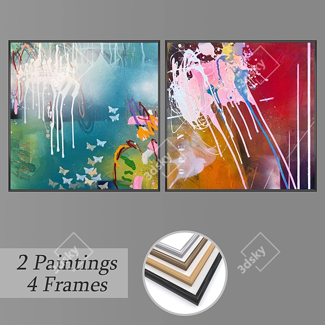 DecoArt Set of 2 Wall Paintings 3D model image 1