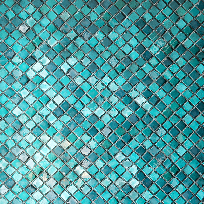 Seamless Teal Tile PBR - Perfect for Bathroom & Kitchen 3D model image 4