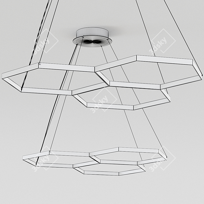 Sleek HEXA 3 Black Luminaire 3D model image 2