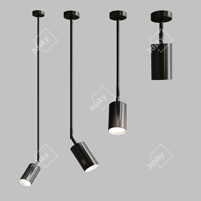 Sleek Matte Black LINO B Pendant 3D model image 3