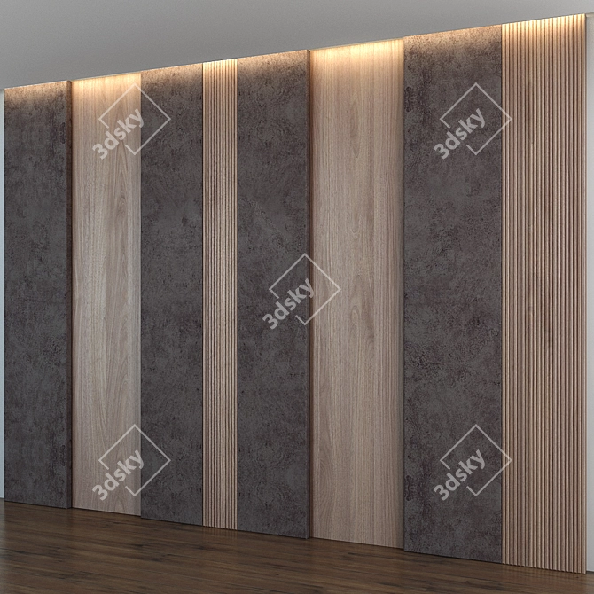 Modern Wood Wall Panel 10 3D model image 2