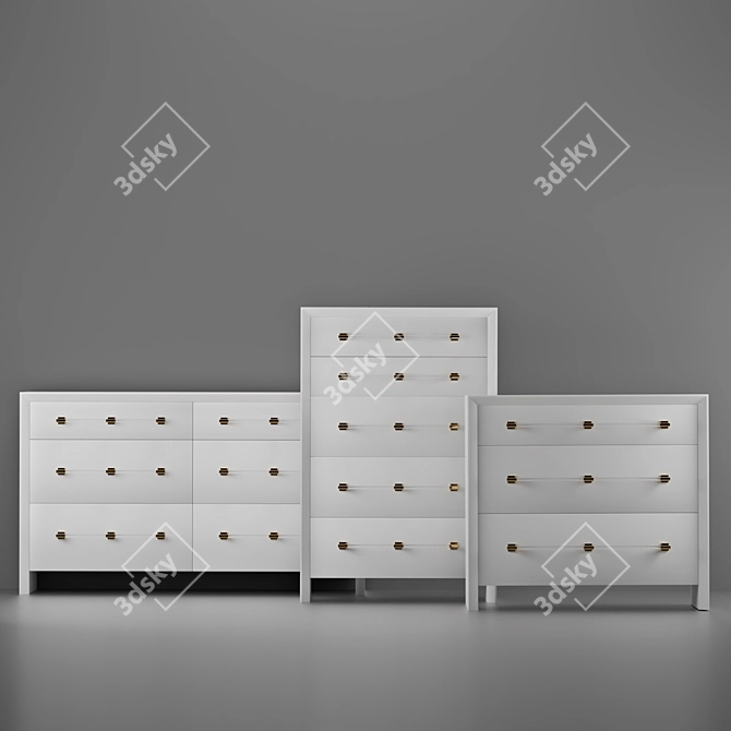 Anthropologie Merriton Three-Drawer Dresser Set - Elegant Storage Solution
Anthropologie Merriton Chest of Drawers - Stylish Space 3D model image 1