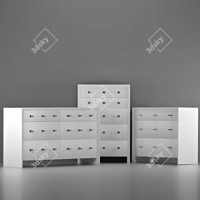 Anthropologie Merriton Three-Drawer Dresser Set - Elegant Storage Solution
Anthropologie Merriton Chest of Drawers - Stylish Space 3D model image 2