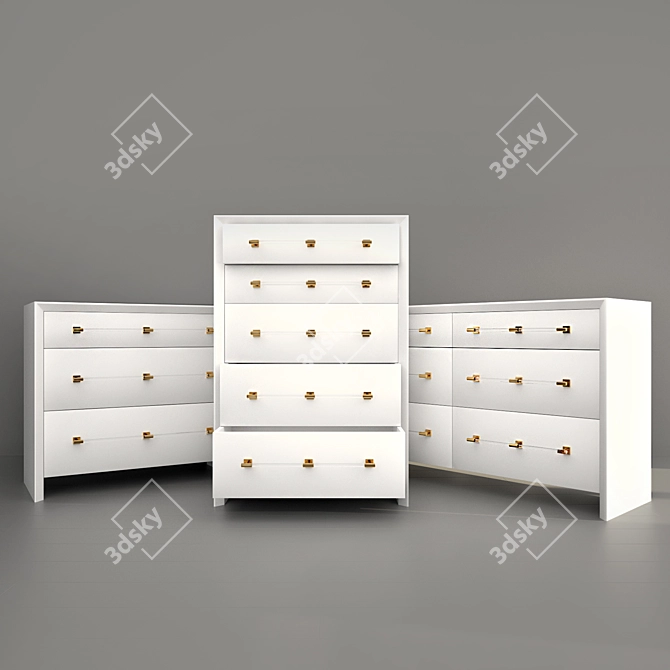 Anthropologie Merriton Three-Drawer Dresser Set - Elegant Storage Solution
Anthropologie Merriton Chest of Drawers - Stylish Space 3D model image 5