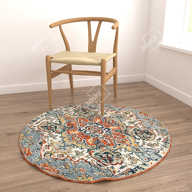 Stylish Round Carpet Set 3D model image 4