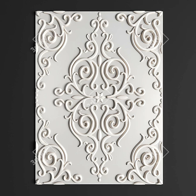 Elegant Decorative Plaster Art 3D model image 1