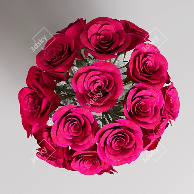 Elegant Rose Bouquet in Glass Vase 3D model image 3