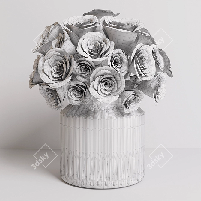 Elegant Rose Bouquet in Glass Vase 3D model image 5