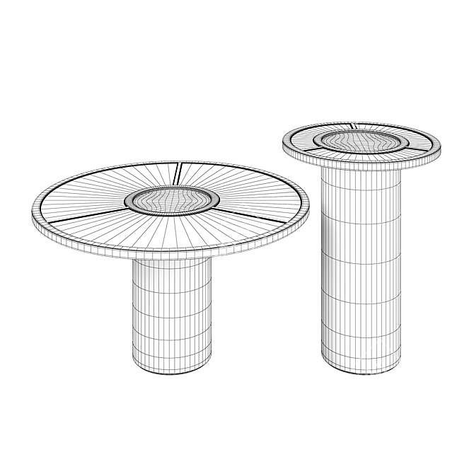 Stylish Ash and Cane Chand Tables 3D model image 5