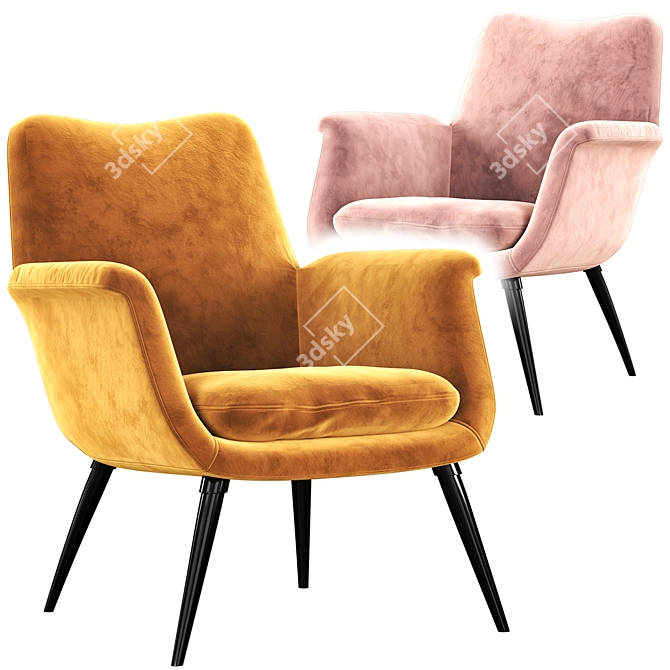 Contemporary Finley Lounge Chair 3D model image 4