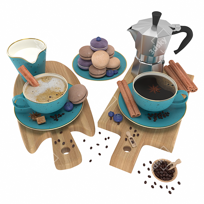 Elegant Coffee Set: OBJ File Included 3D model image 1