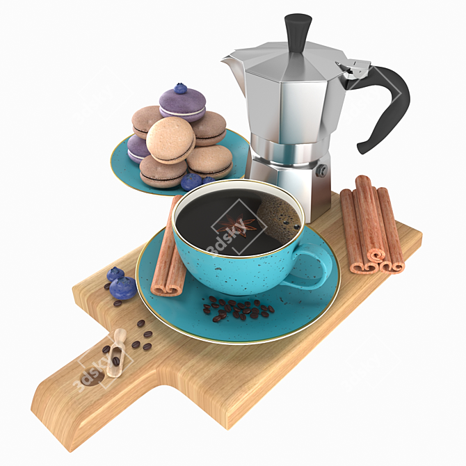 Elegant Coffee Set: OBJ File Included 3D model image 3