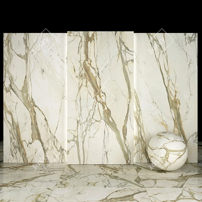 Luxurious Gold Calacatta Slabs 3D model image 1