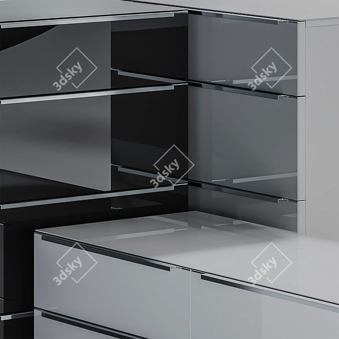 Modern Dresser in White, Grey, or Black 3D model image 3