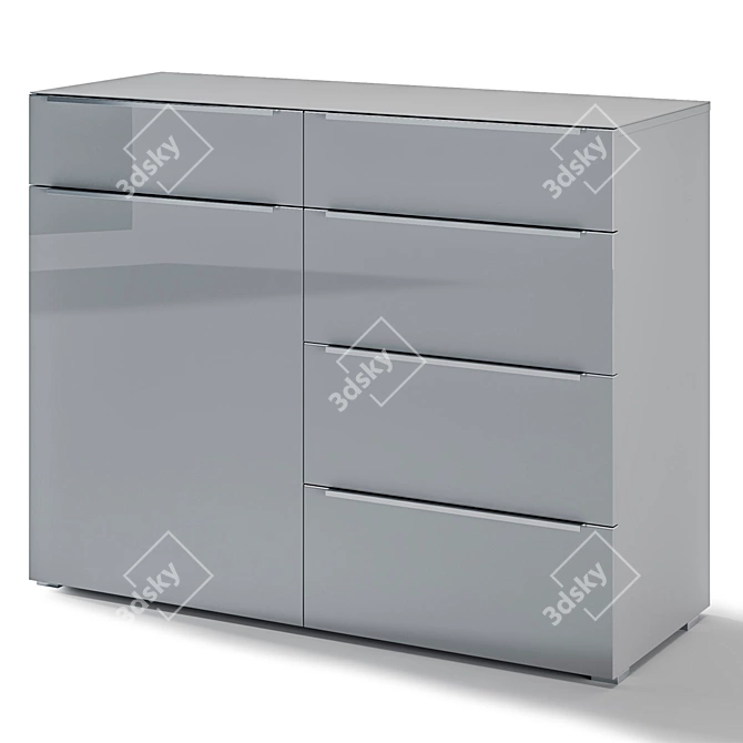 Modern Dresser in White, Grey, or Black 3D model image 4