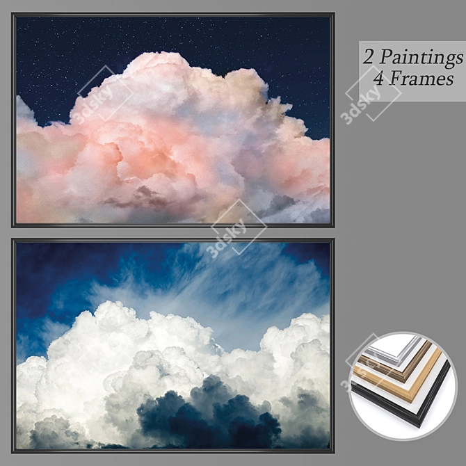 Artistic Set: No. 2892 - 2 Paintings & 4 Frame Options 3D model image 1