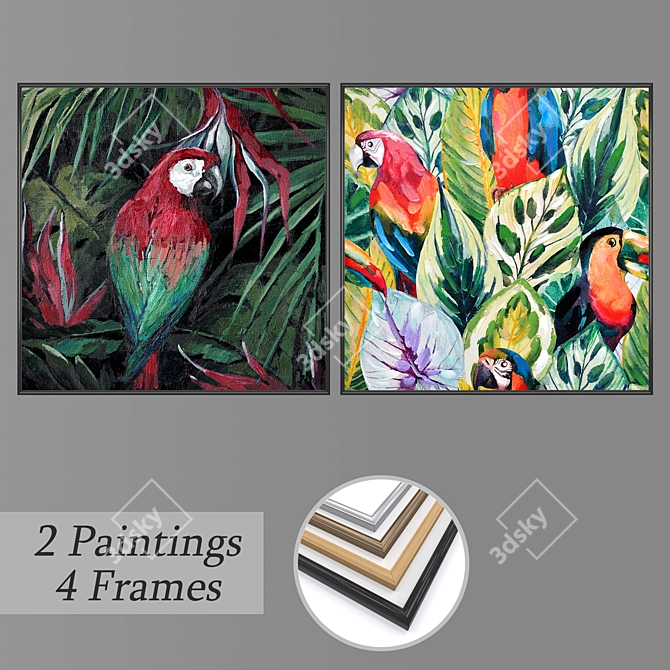 Elegant Wall Art Set with Versatile Frames 3D model image 1