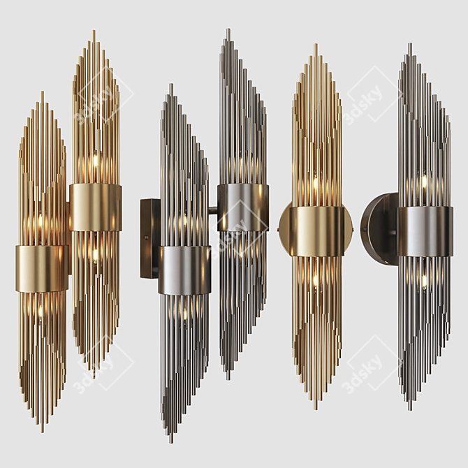 Vintage Brass Wall Lamp Set 3D model image 1