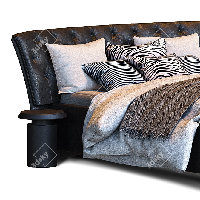 Title: Luxury Noir: Riviera Black Bed 3D model image 2