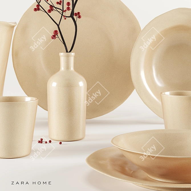 Elegant Stoneware Tableware by ZARA HOME 3D model image 4