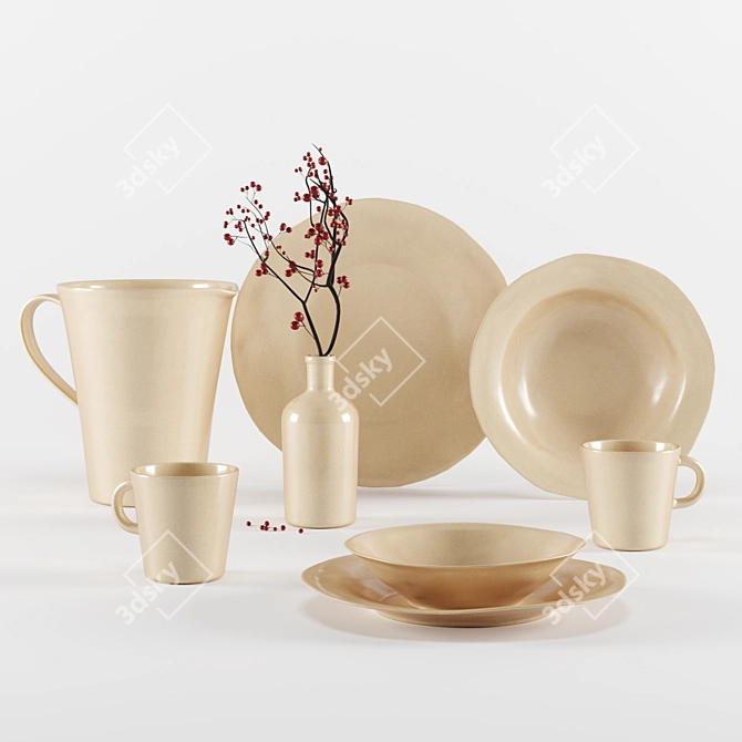 Elegant Stoneware Tableware by ZARA HOME 3D model image 6