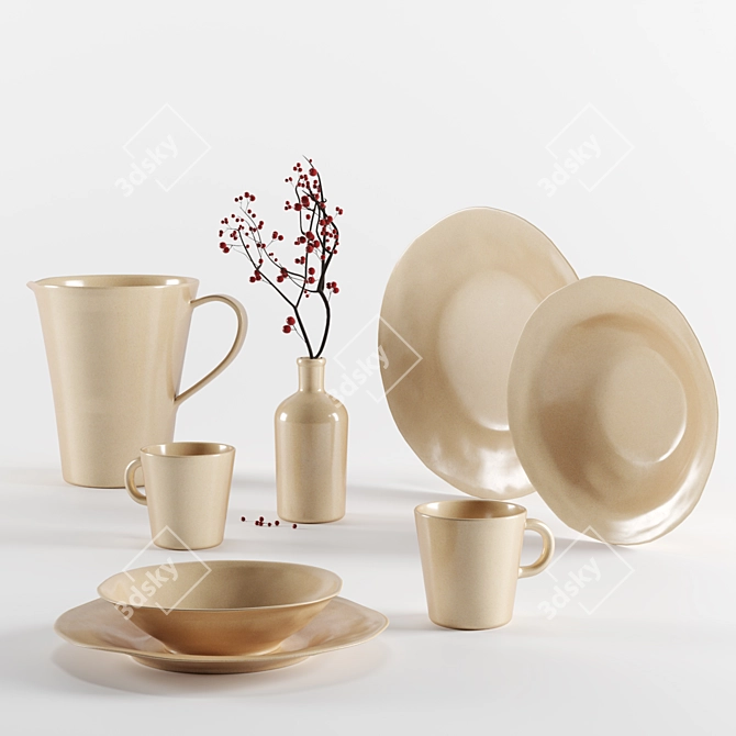 Elegant Stoneware Tableware by ZARA HOME 3D model image 7