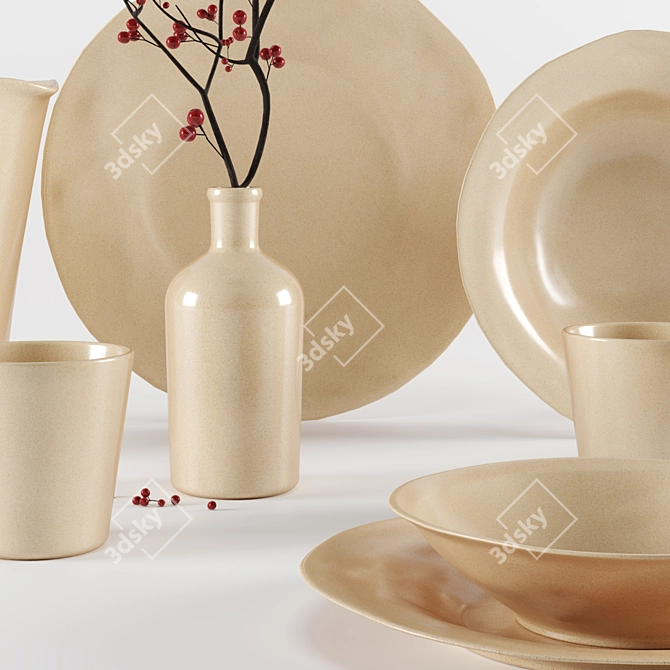 Elegant Stoneware Tableware by ZARA HOME 3D model image 10