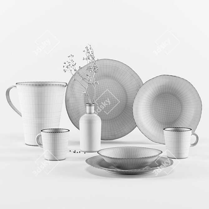 Elegant Stoneware Tableware by ZARA HOME 3D model image 11