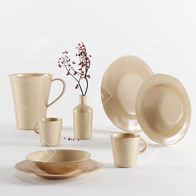 Elegant Stoneware Tableware by ZARA HOME 3D model image 13