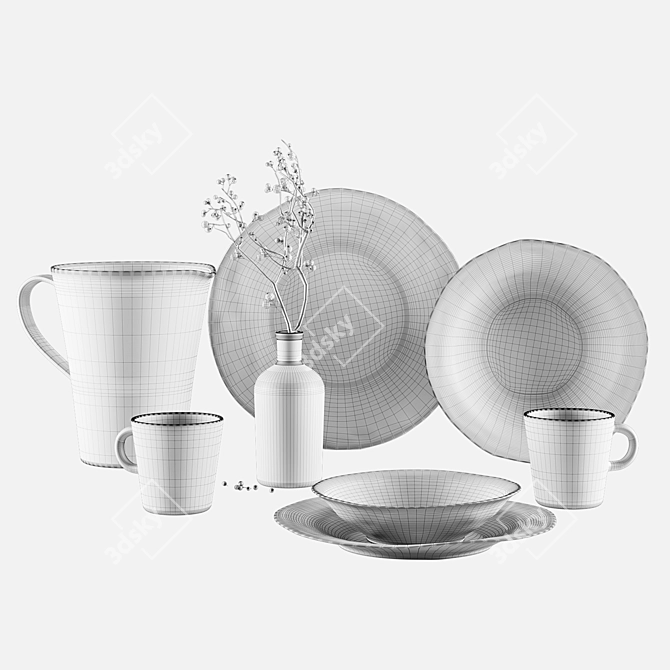 Elegant Stoneware Tableware by ZARA HOME 3D model image 16