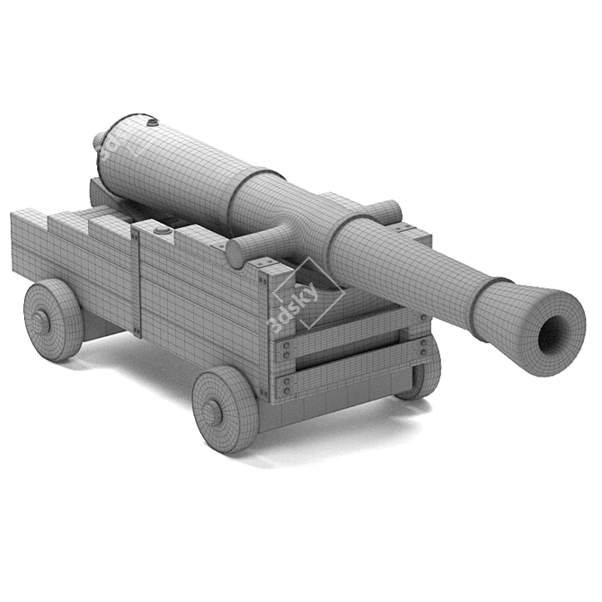 19th Century Ship and Fortress Cannon 3D model image 2