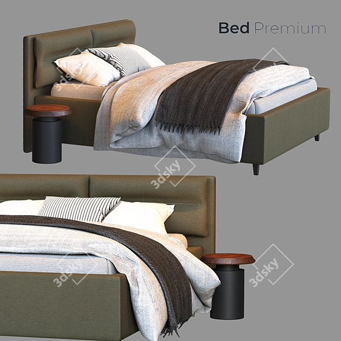 Gray Haven: Stylish Bedroom Retreat 3D model image 1