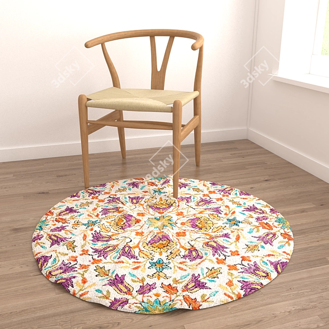 Round Carpet Set: Variety in Textures 3D model image 4