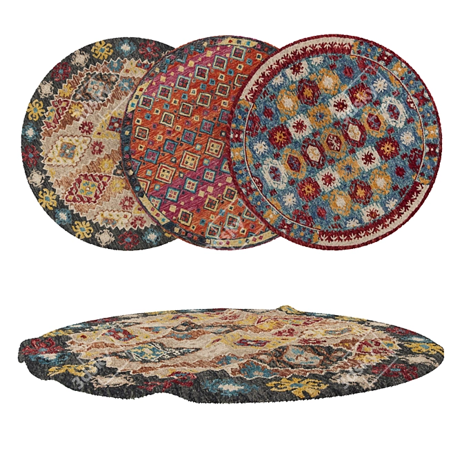 Versatile Round Rug Set: 6 Unique Designs 3D model image 1