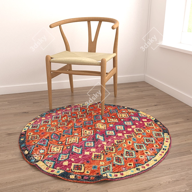 Versatile Round Rug Set: 6 Unique Designs 3D model image 4