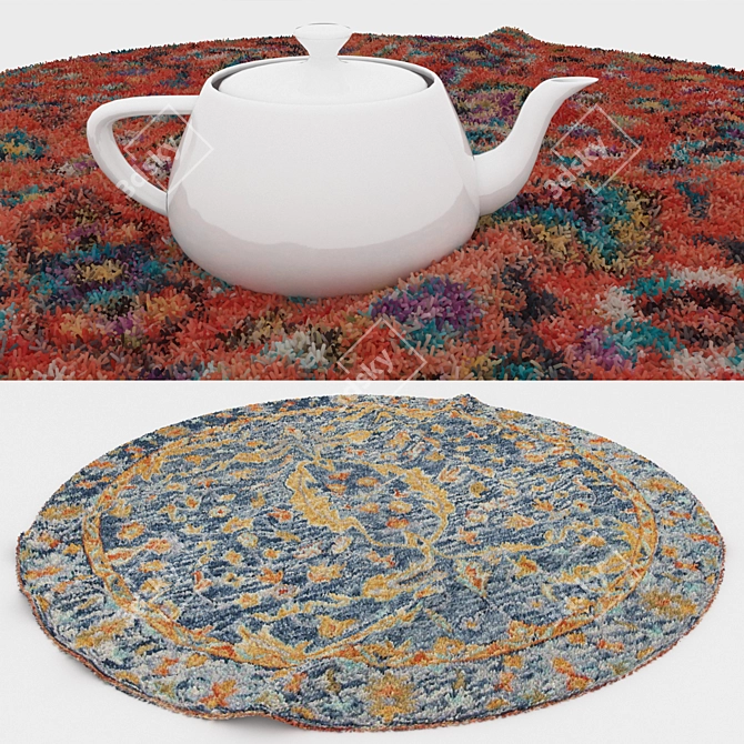 Round Carpet Set - Various Designs 3D model image 3